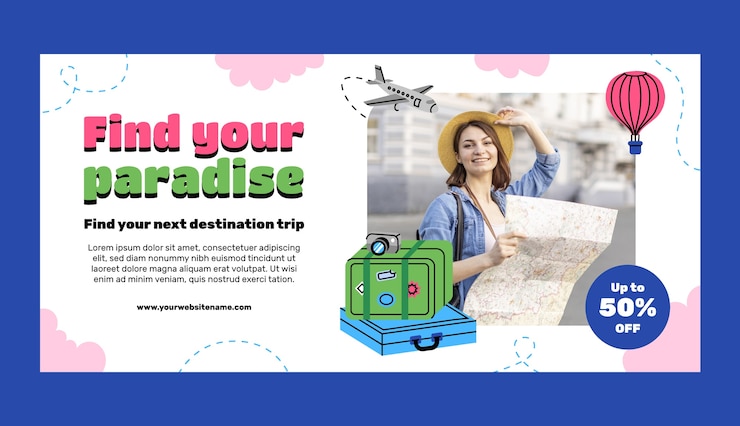 Vector Gratis flat design travel adventure sale banner