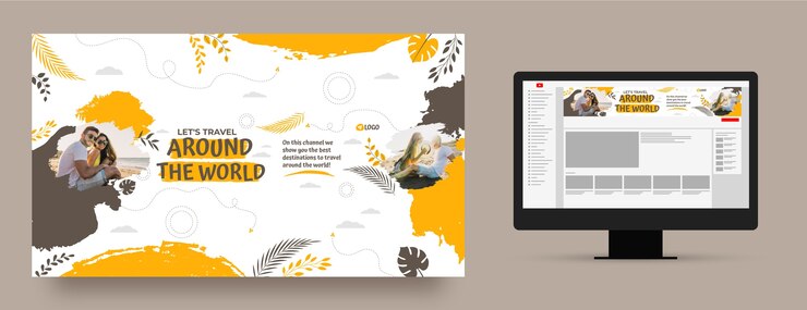 Vector Gratis flat design travel adventure youtube channel art