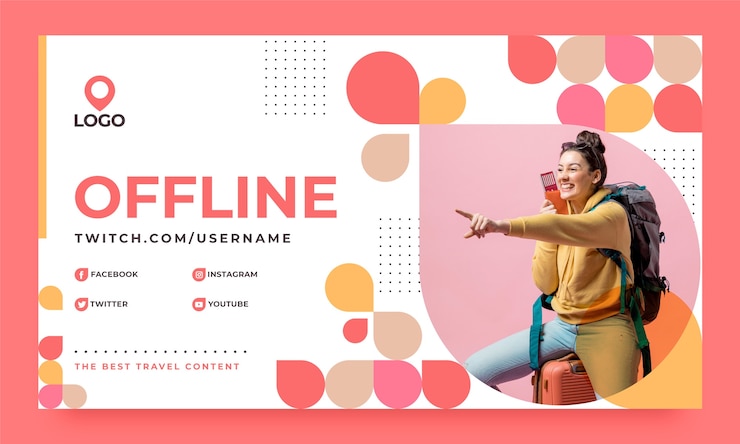 Vector Gratis flat design travel agency twitch background