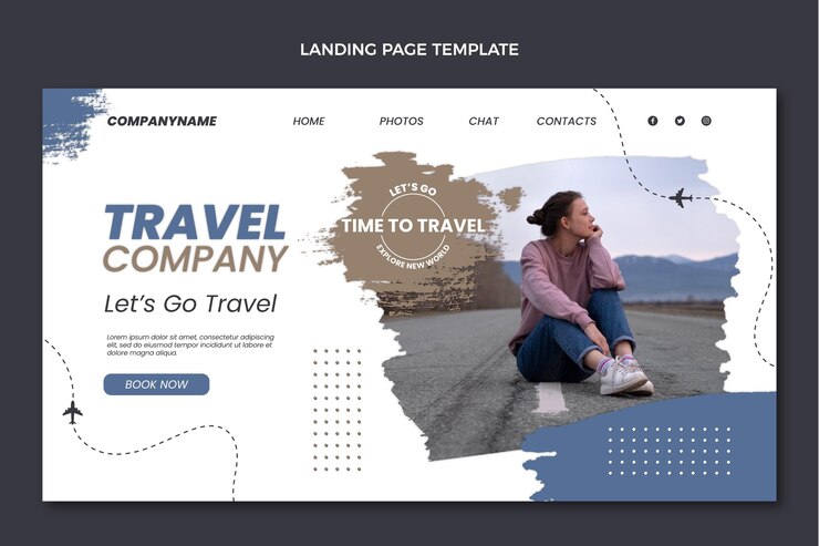 Vector Gratis flat design travel company landing page