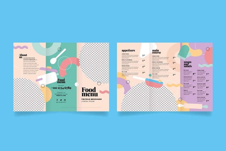Vector Gratis flat design trifold menu template
