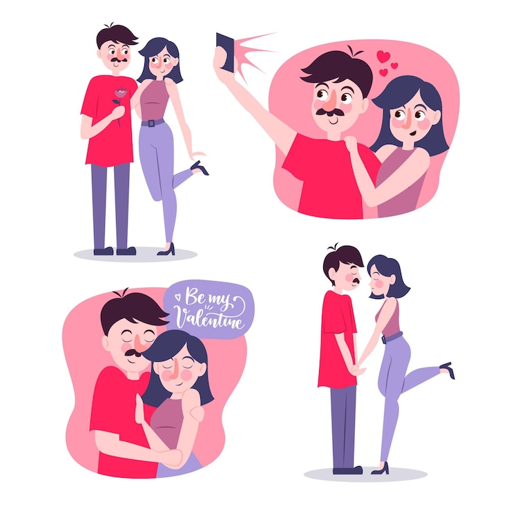 Vector Gratis flat design valentines day couple collection