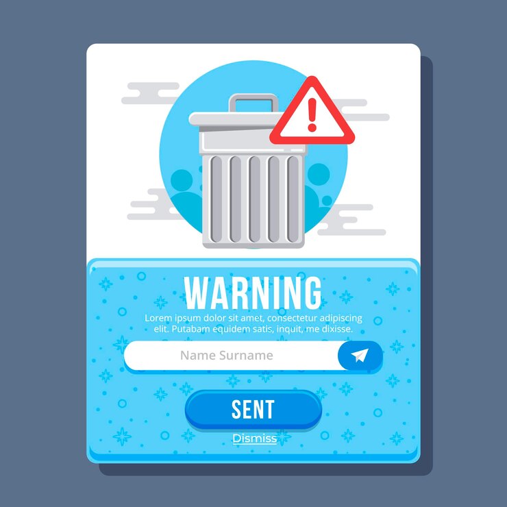 Vector Gratis flat design warning pop up