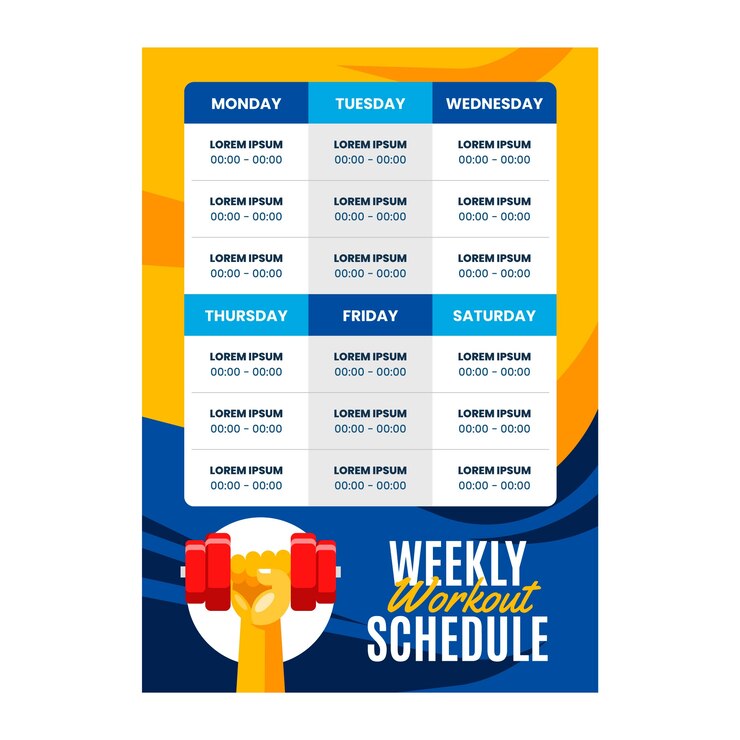 Vector Gratis flat design workout routine schedule template