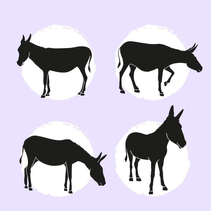 Vector Gratis flat donkey silhouettes collection