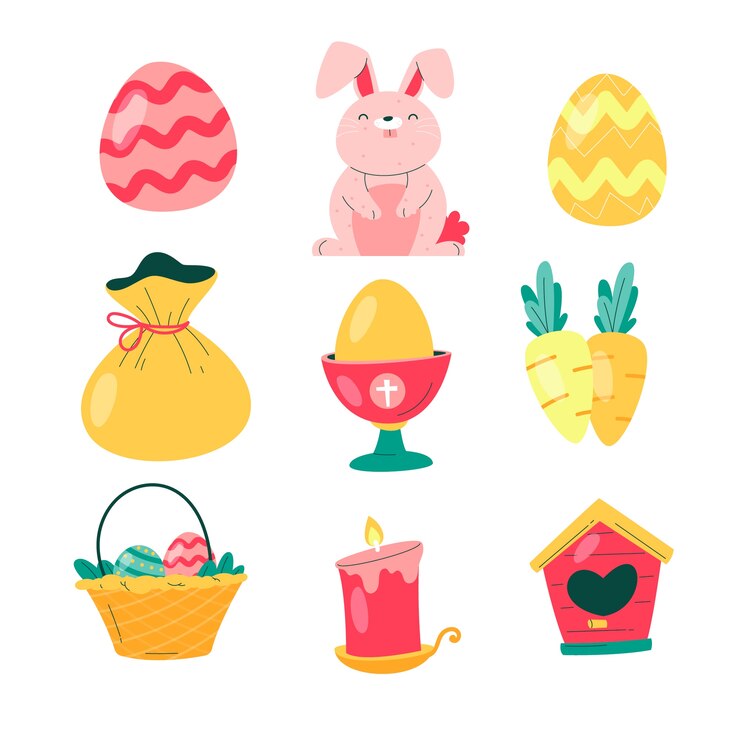 Vector Gratis flat easter celebration elements collection
