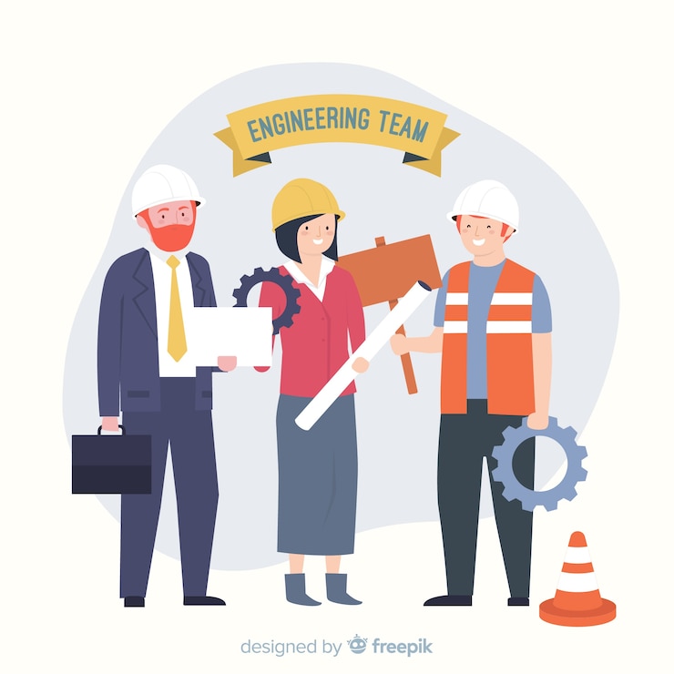 Vector Gratis flat engineering team background