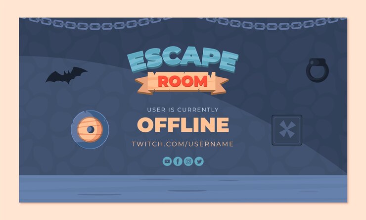 Vector Gratis flat escape room twitch background