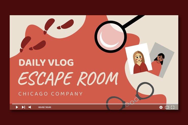 Vector Gratis flat escape room youtube thumbnail