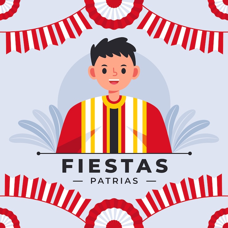 Vector Gratis flat fiestas patrias illustration with rosettes and man