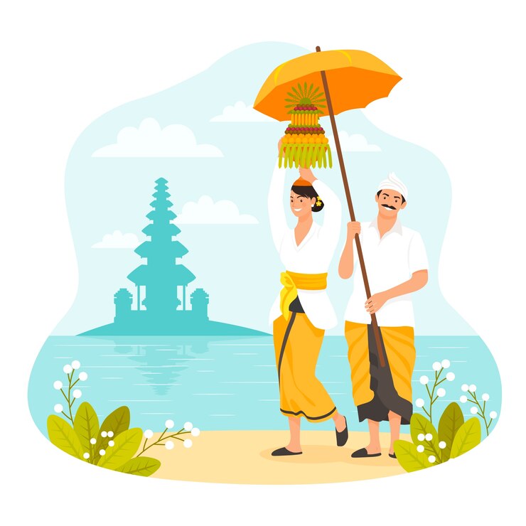 Vector Gratis flat galungan celebration illustration