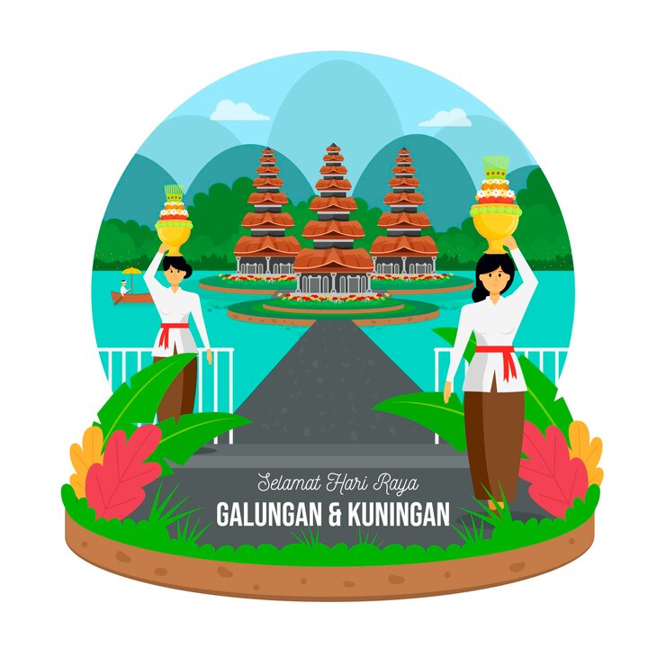 Vector Gratis flat galungan illustration