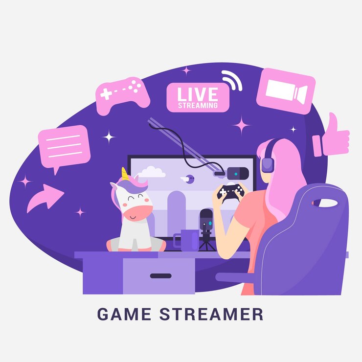 Vector Gratis flat game streamer concept elements