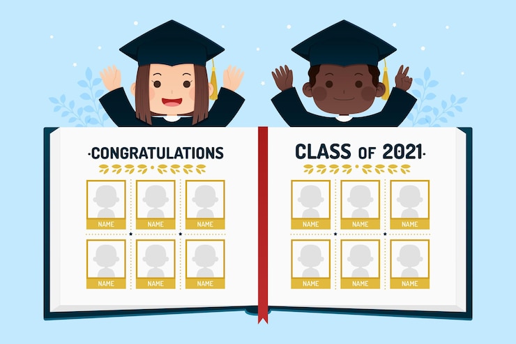Vector Gratis flat graduation yearbook