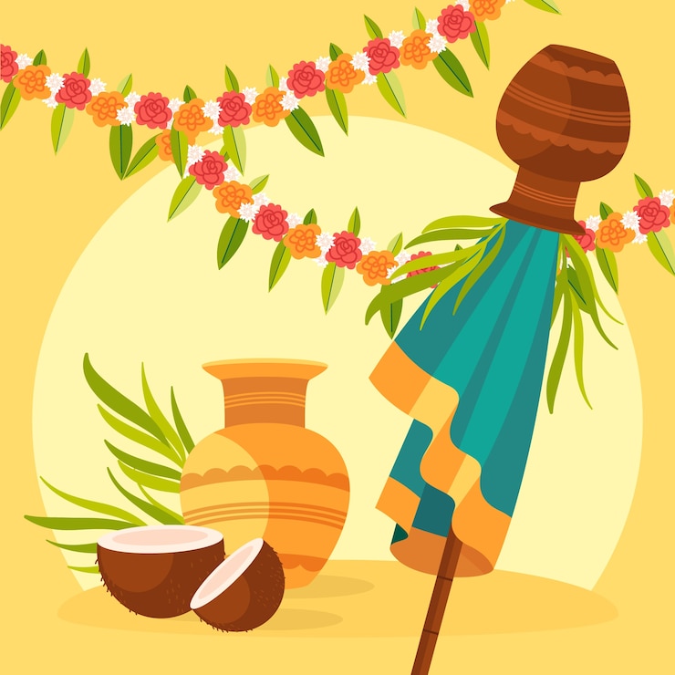 Vector Gratis flat gudi padwa illustration