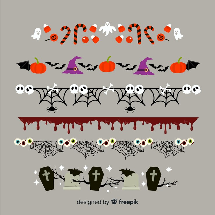 Vector Gratis flat halloween border collection