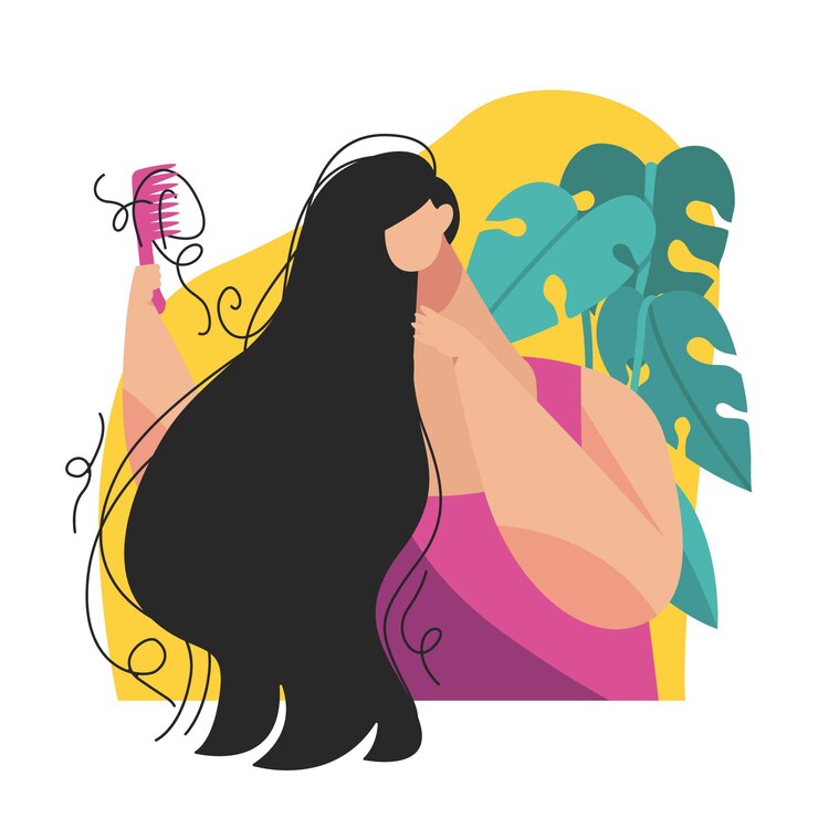 Vector Gratis flat-hand drawn hair loss illustration with woman and leaves