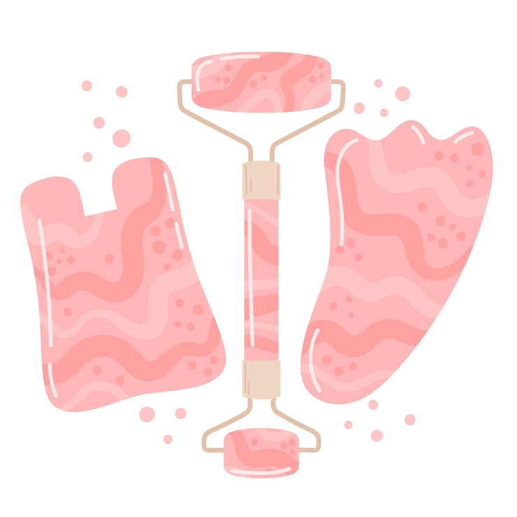 Vector Gratis flat hand drawn jade roller and gua sha