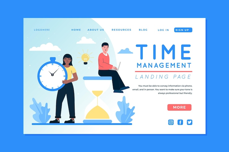Vector Gratis flat-hand drawn time management landing page