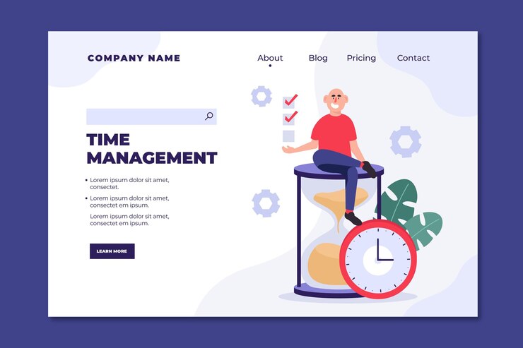 Vector Gratis flat-hand drawn time management landing page