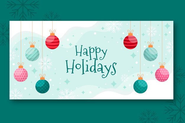 flat happy holidays christmas banner