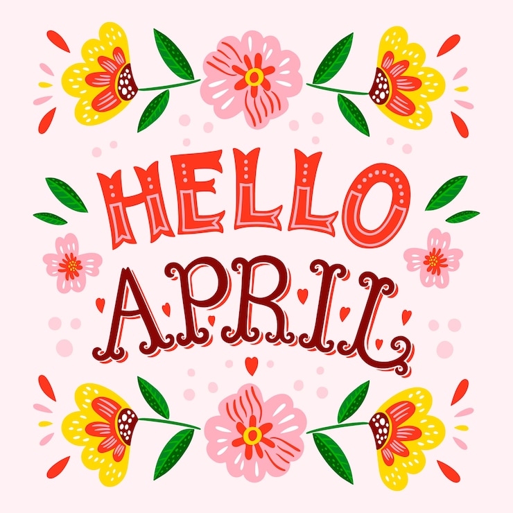 Vector Gratis flat hello april lettering