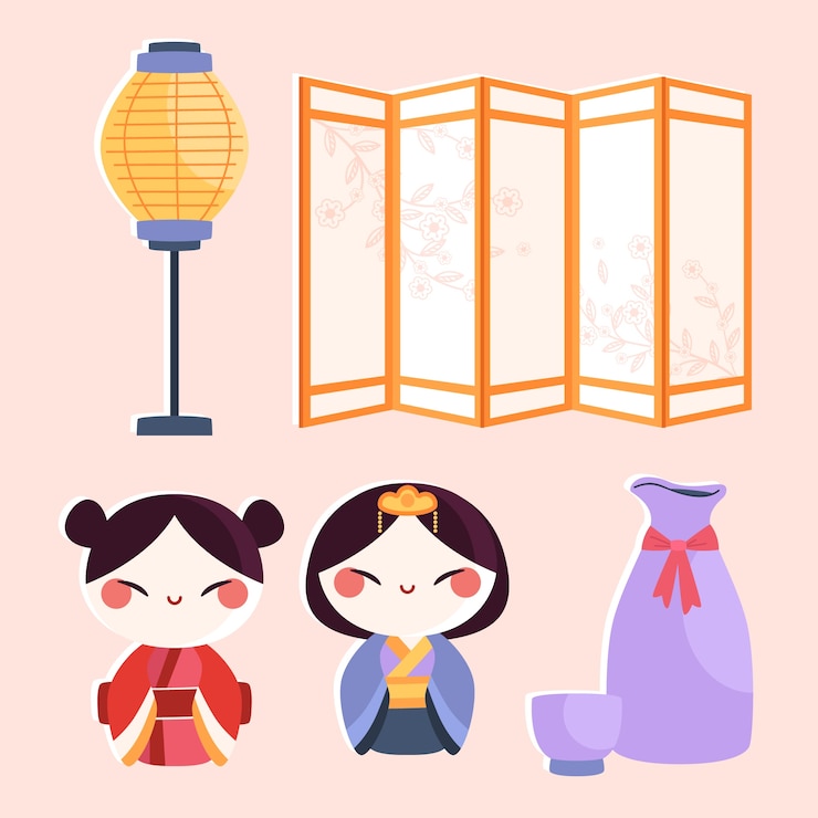 Vector Gratis flat hinamatsuri elements collection