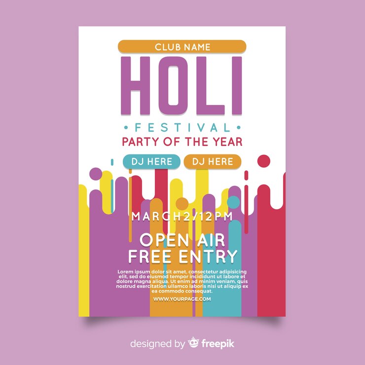 Vector Gratis flat holi festival party poster