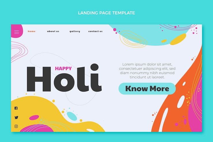 Vector Gratis flat holi landing page template