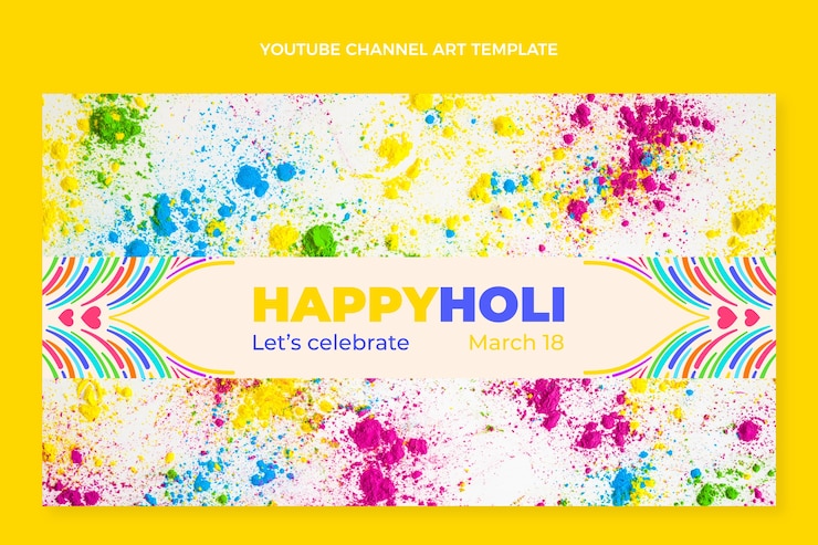Vector Gratis flat holi youtube channel art