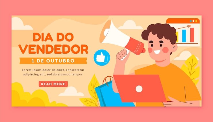 Vector Gratis flat horizontal banner template for dia do vendedor