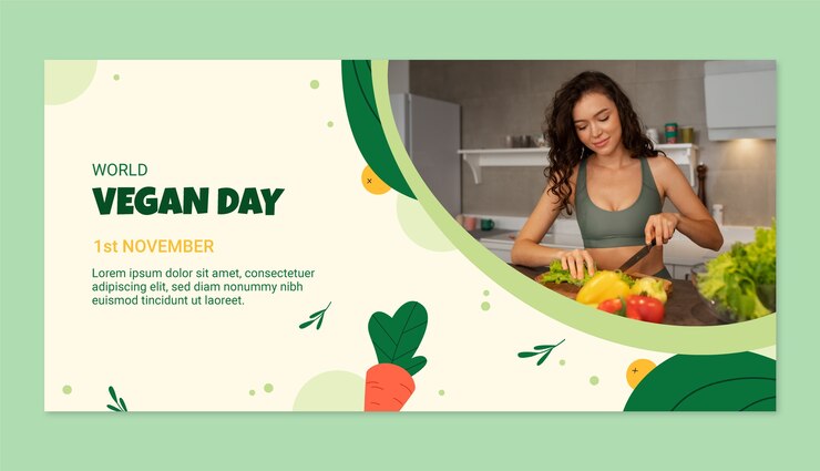 Vector Gratis flat horizontal banner template for world vegan day celebration