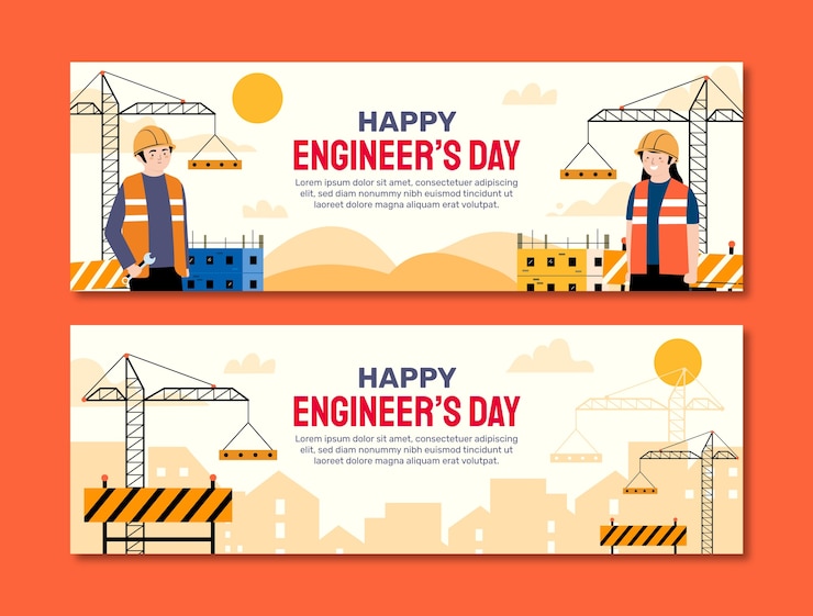 Vector Gratis flat horizontal banners set for engineers day
