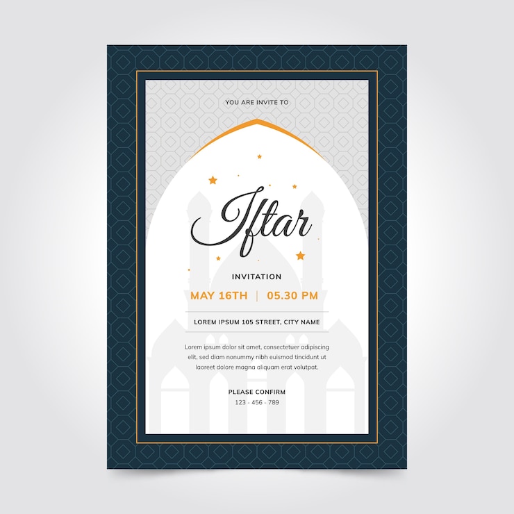 Vector Gratis flat iftar invitation template with little stars