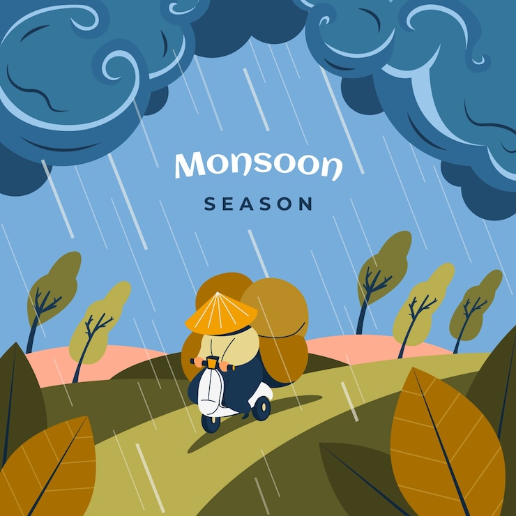 Vector Gratis flat illustration for monsoon season