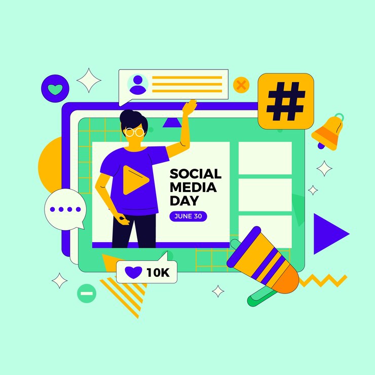 Vector Gratis flat illustration for social media day celebration