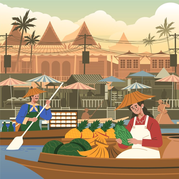 Vector Gratis flat illustration for traveling to thailand