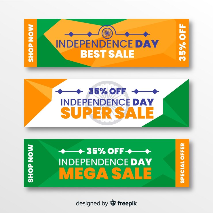 Vector Gratis flat india independence day sale banners