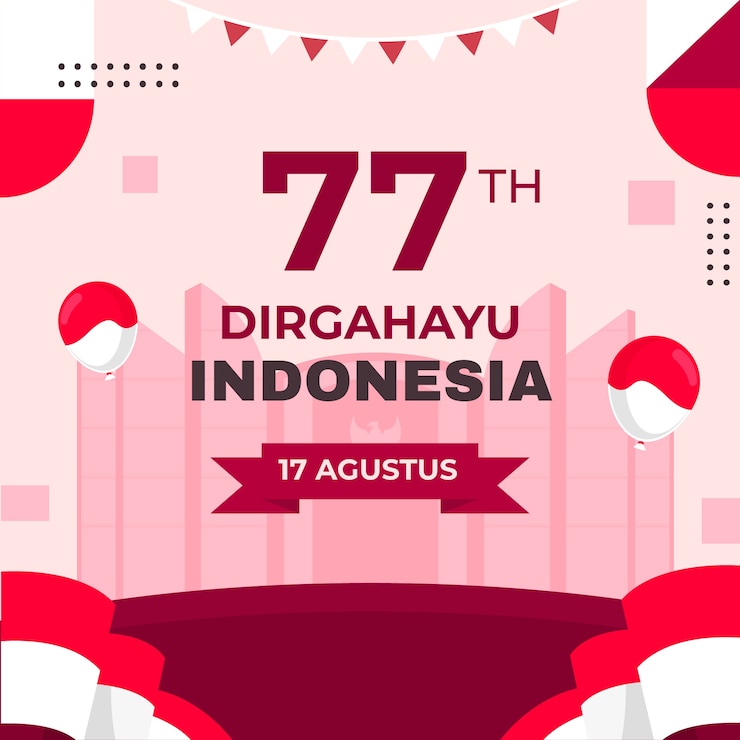 Vector Gratis flat indonesia independence day illustration with number and balloons