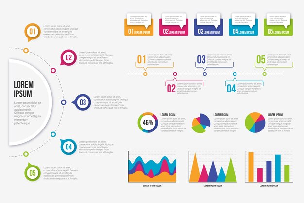Flat infographic element pack