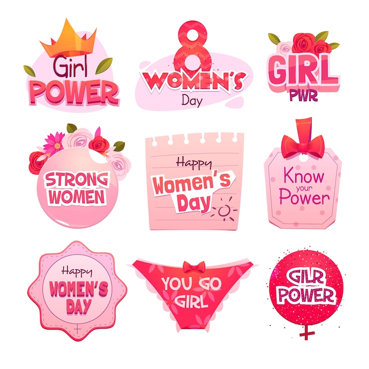 Vector Gratis flat international women's day labels