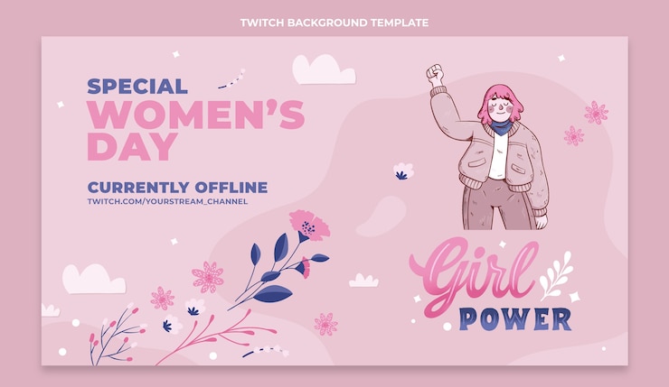 Vector Gratis flat international women's day twitch background