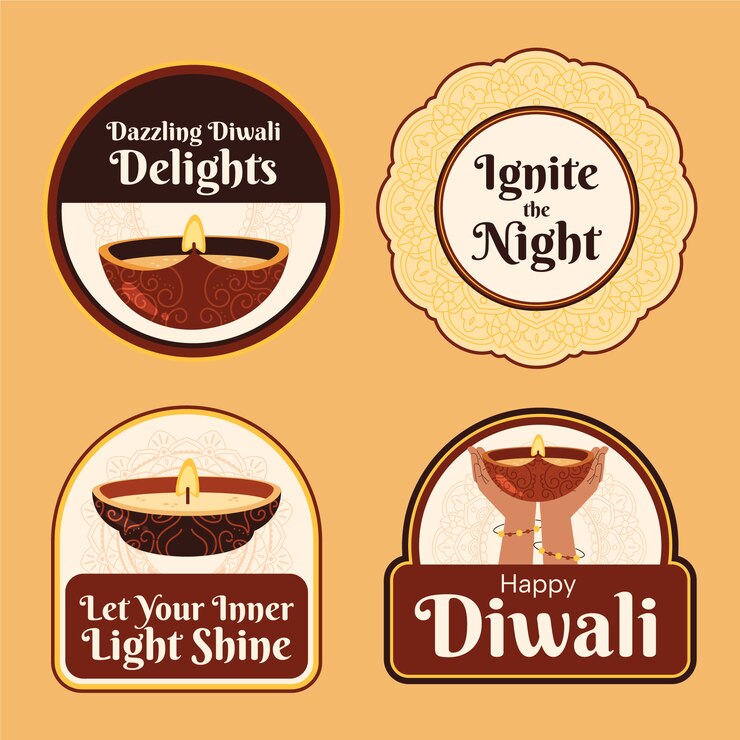 Vector Gratis flat labels collection for diwali festival celebration