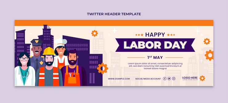 Vector Gratis flat labor day twitter header