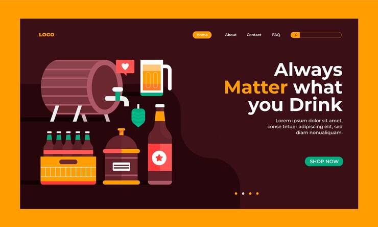 Vector Gratis flat landing page template for brewery