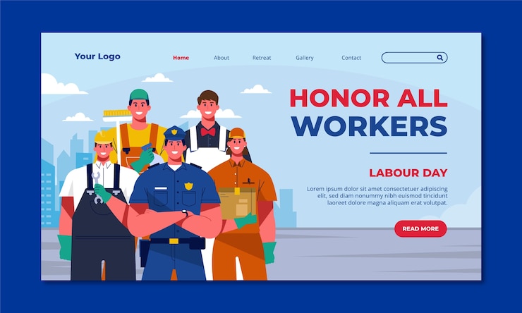 Vector Gratis flat landing page template for labour day