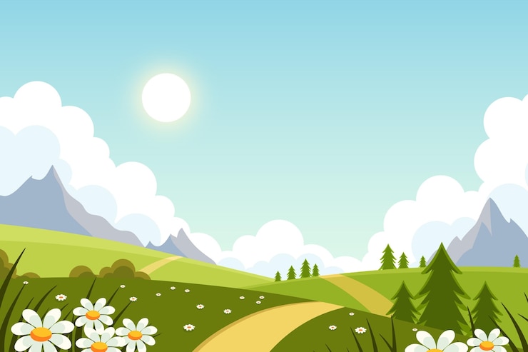 Vector Gratis flat lovely spring landscape background
