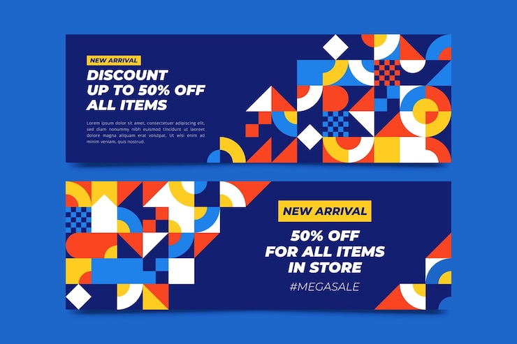 Vector Gratis flat mosaic banners template