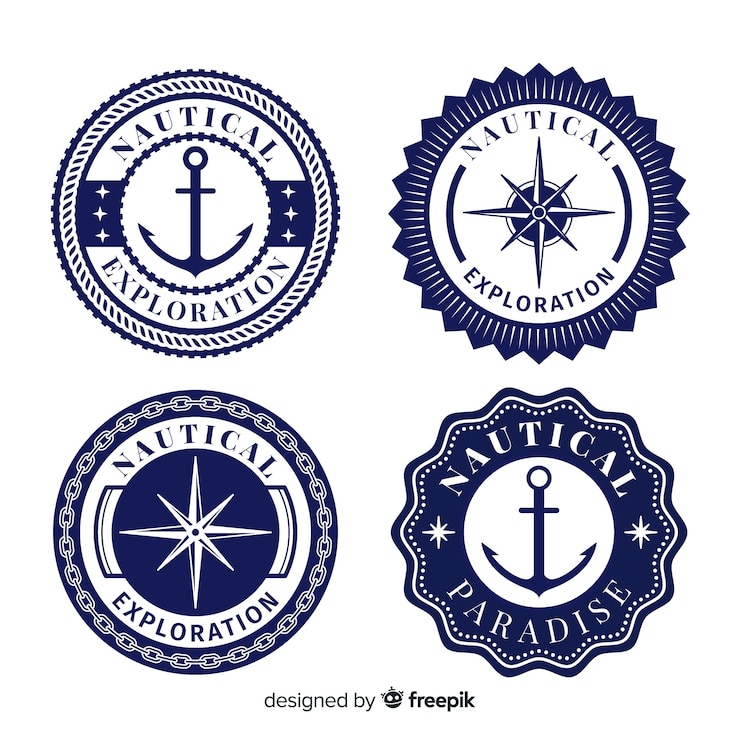 Vector Gratis flat nautical badge collection