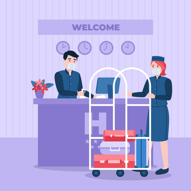 Vector Gratis flat new normal in hotels illustrated